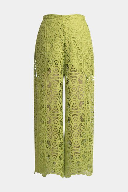 Raffia Lace Palazzo Pants Pear