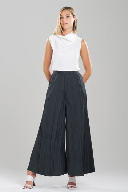 Buy Taffeta Plisse Pants in Black Online Black