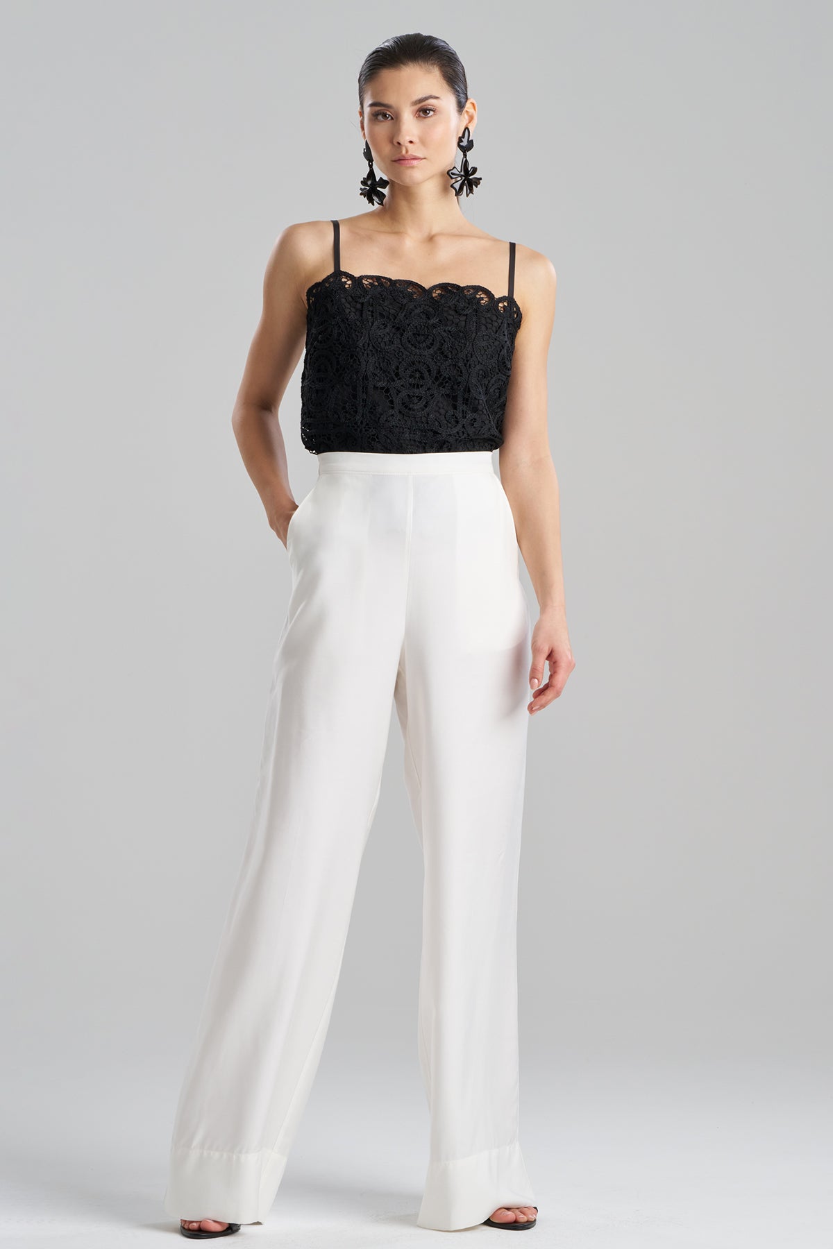Cotton Silk Twill Trousers White
