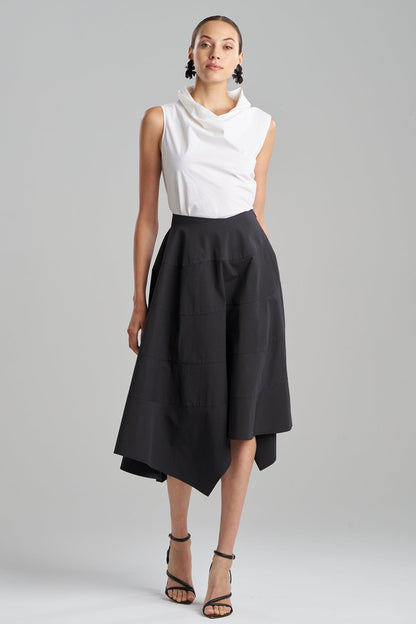 Tech Cotton Taffeta Origami Spiral Skirt Black