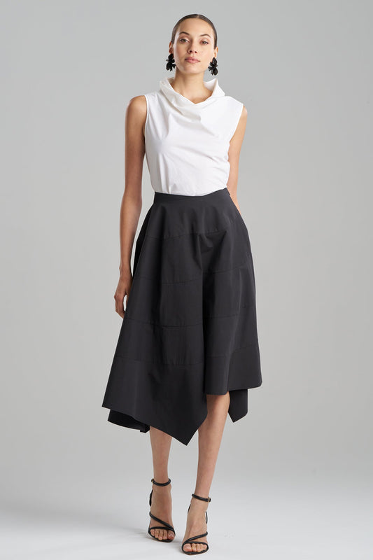 Tech Cotton Taffeta Origami Spiral Skirt Black