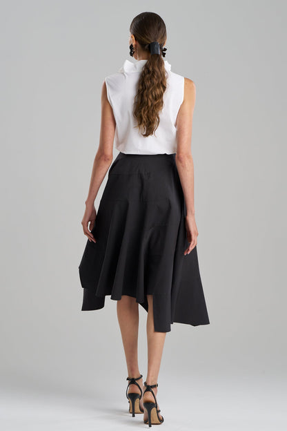 Tech Cotton Taffeta Origami Spiral Skirt Black