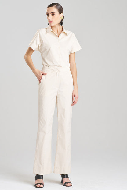 Buy Tech Cotton Taffeta Pants in Cream Online Cream