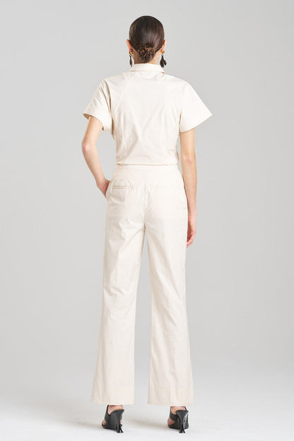 Buy Tech Cotton Taffeta Pants in Cream Online Cream