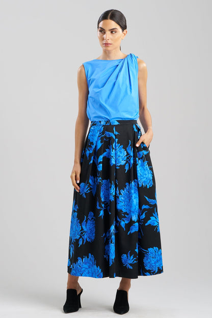 Buy Miyako Printed Cotton Chino Maxi Skirt online Aster Blue