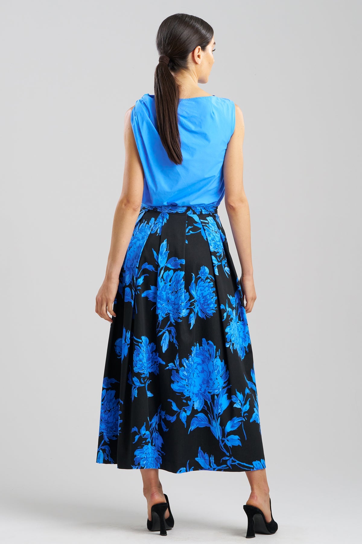 Buy Miyako Printed Cotton Chino Maxi Skirt online Aster Blue