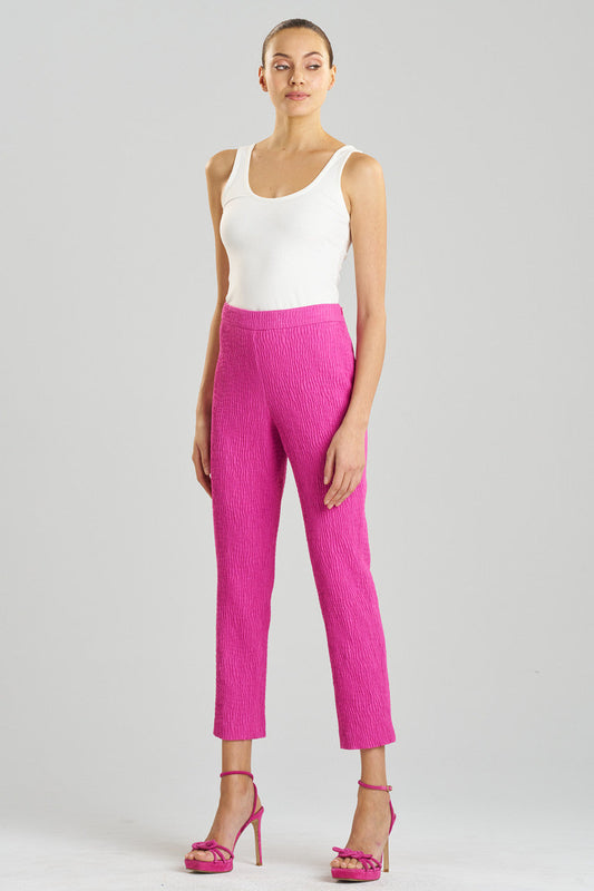 Buy Textured Cotton Jacquard Ankle Pants in Bright Berry Online Bright Berry
