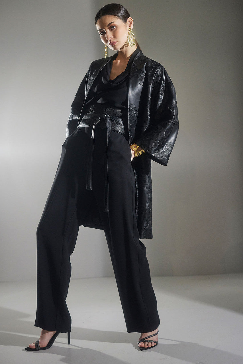 Buy Stretch Crepe Trousers in Black Online Black