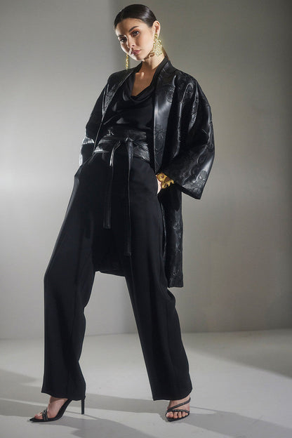 Buy Stretch Crepe Trousers in Black Online Black