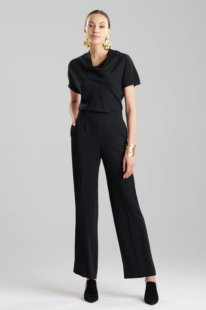 Buy Stretch Crepe Trousers in Black Online Black