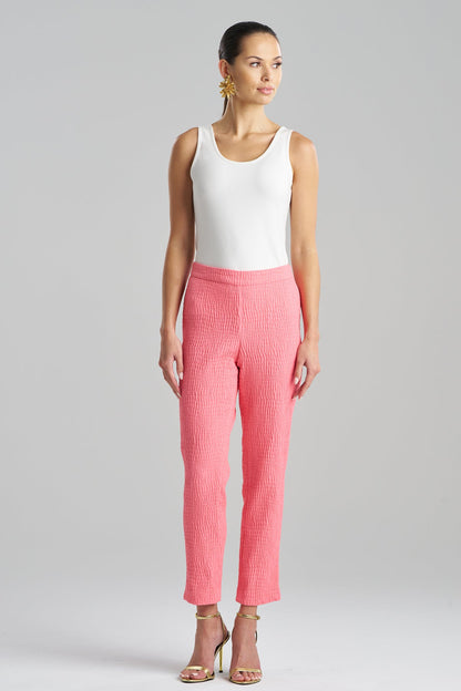 Textured Cotton Jacquard Ankle Pants Flamingo Pink