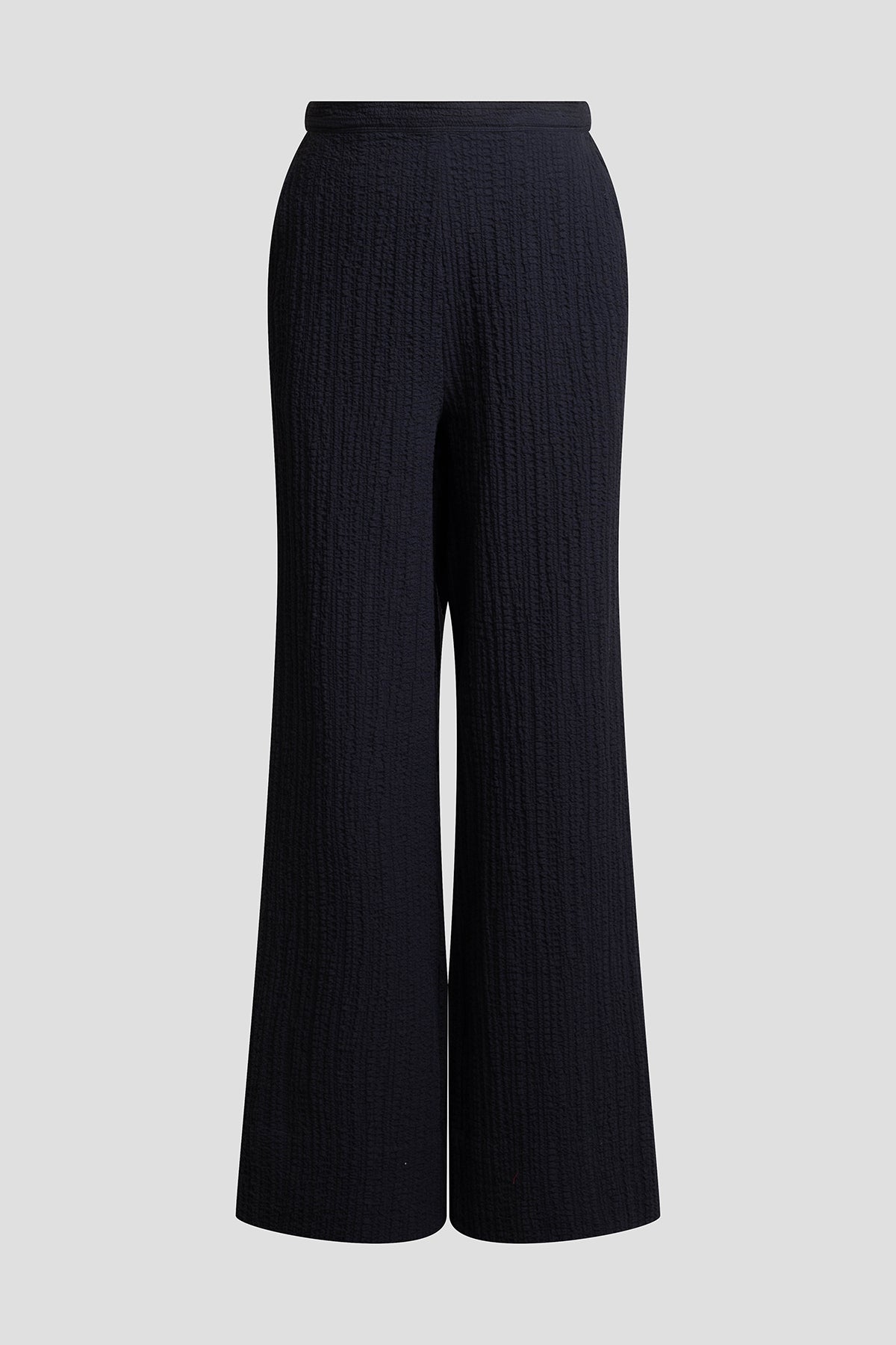 Matelassé Cotton Wide Pull On Pants Black