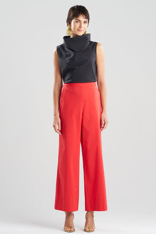 Tech Cotton Taffeta Wide Pull On Pants Mars Red