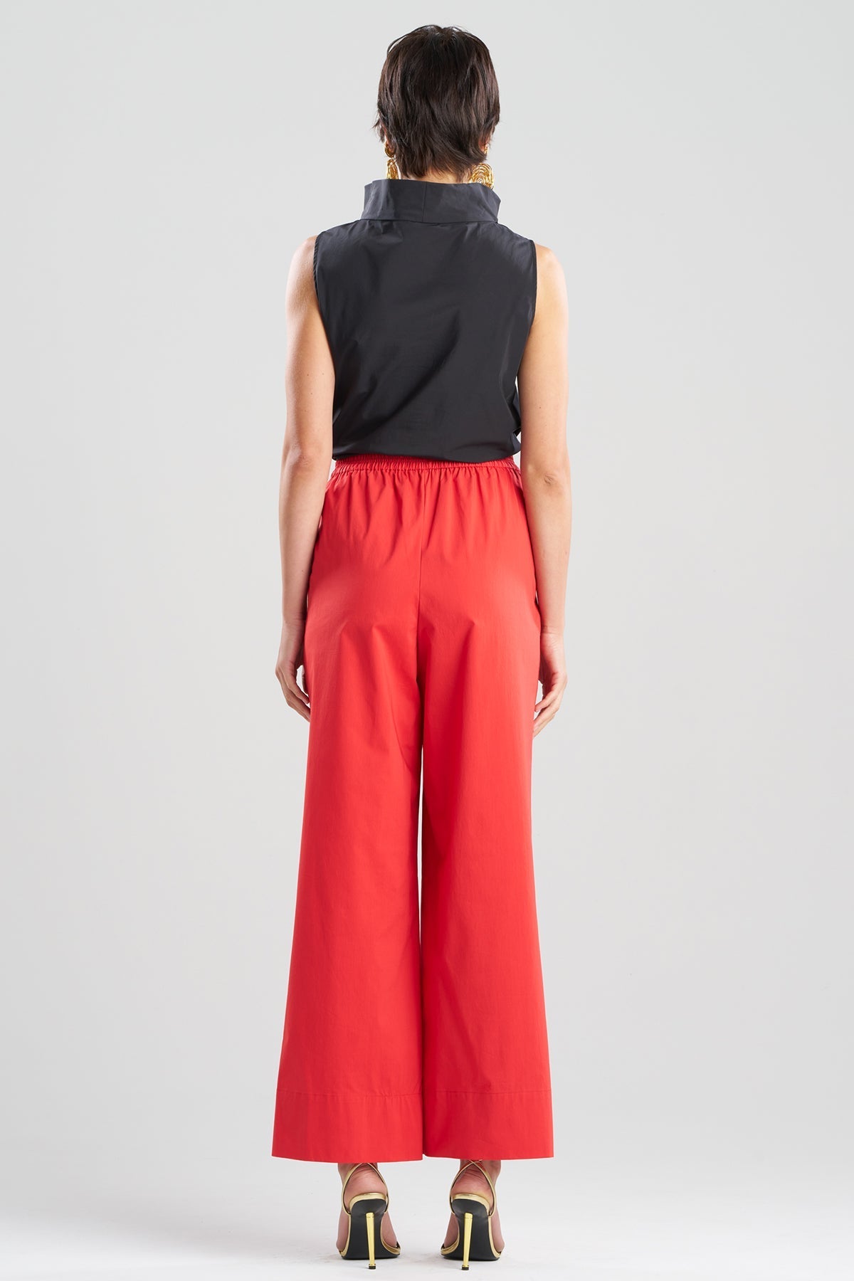 Tech Cotton Taffeta Wide Pull On Pants Mars Red