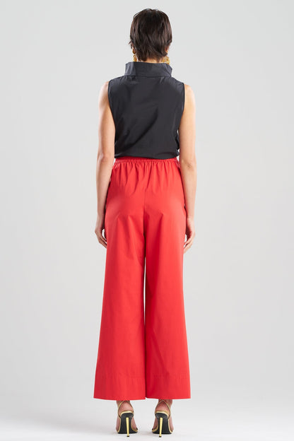 Tech Cotton Taffeta Wide Pull On Pants Mars Red
