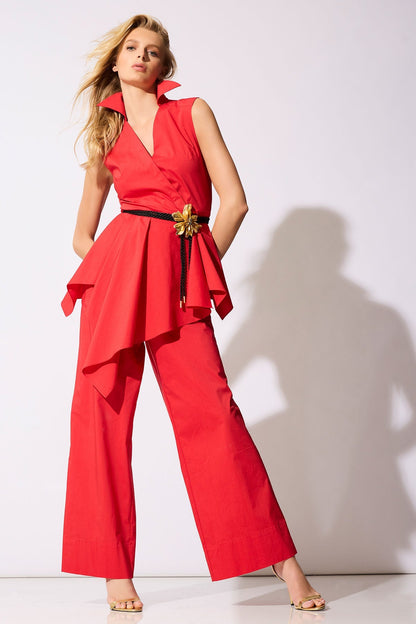 Tech Cotton Taffeta Wide Pull On Pants Mars Red