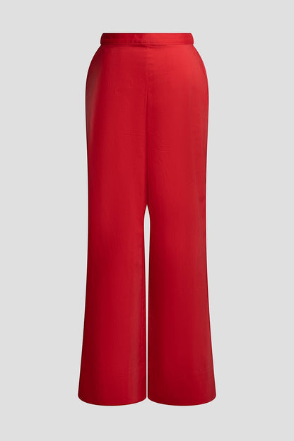 Tech Cotton Taffeta Wide Pull On Pants Mars Red