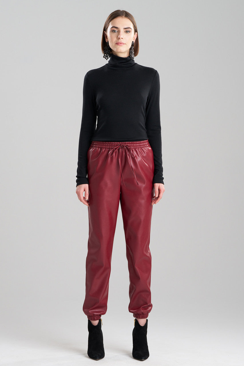 Buy Vegan Luxe Lambskin Jogger Pants in Brick Online Brick