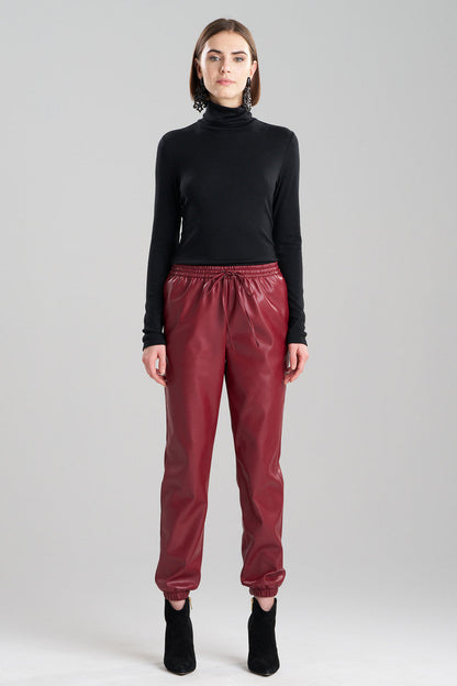 Buy Vegan Luxe Lambskin Jogger Pants in Brick Online Brick