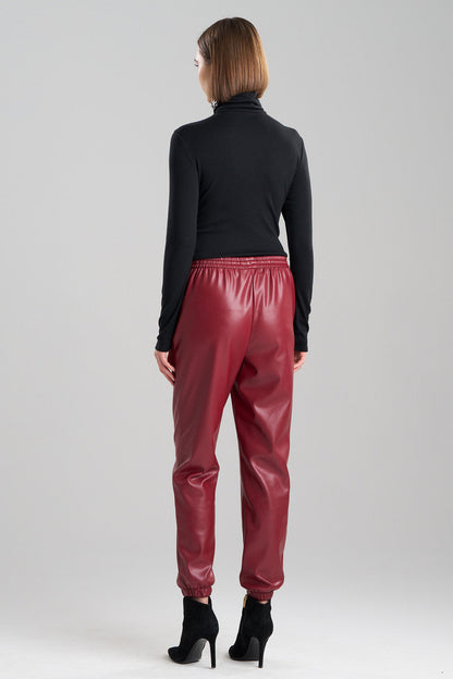 Buy Vegan Luxe Lambskin Jogger Pants in Brick Online Brick