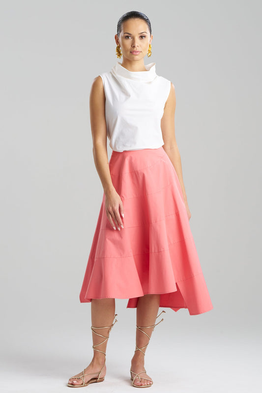 Tech Cotton Taffeta Origami Spiral Skirt Flamingo Pink