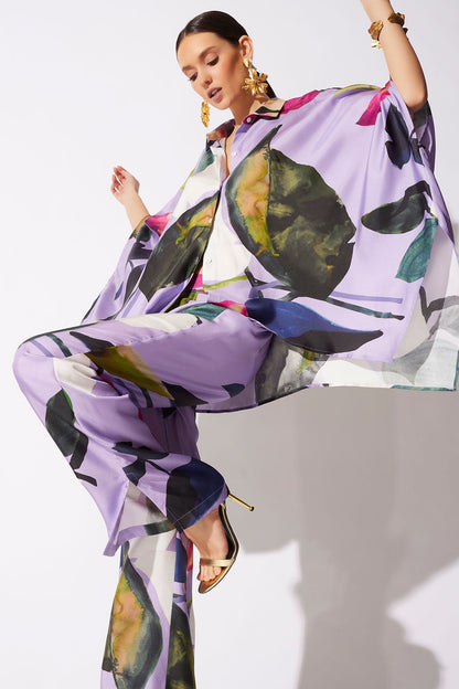 Yoru Silk Twill Wide Pull On Pants Deep Orchid