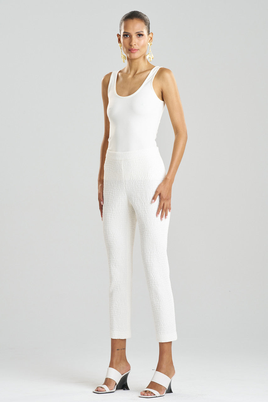 Buy Textured Cotton Jacquard Ankle Pants in White Online White