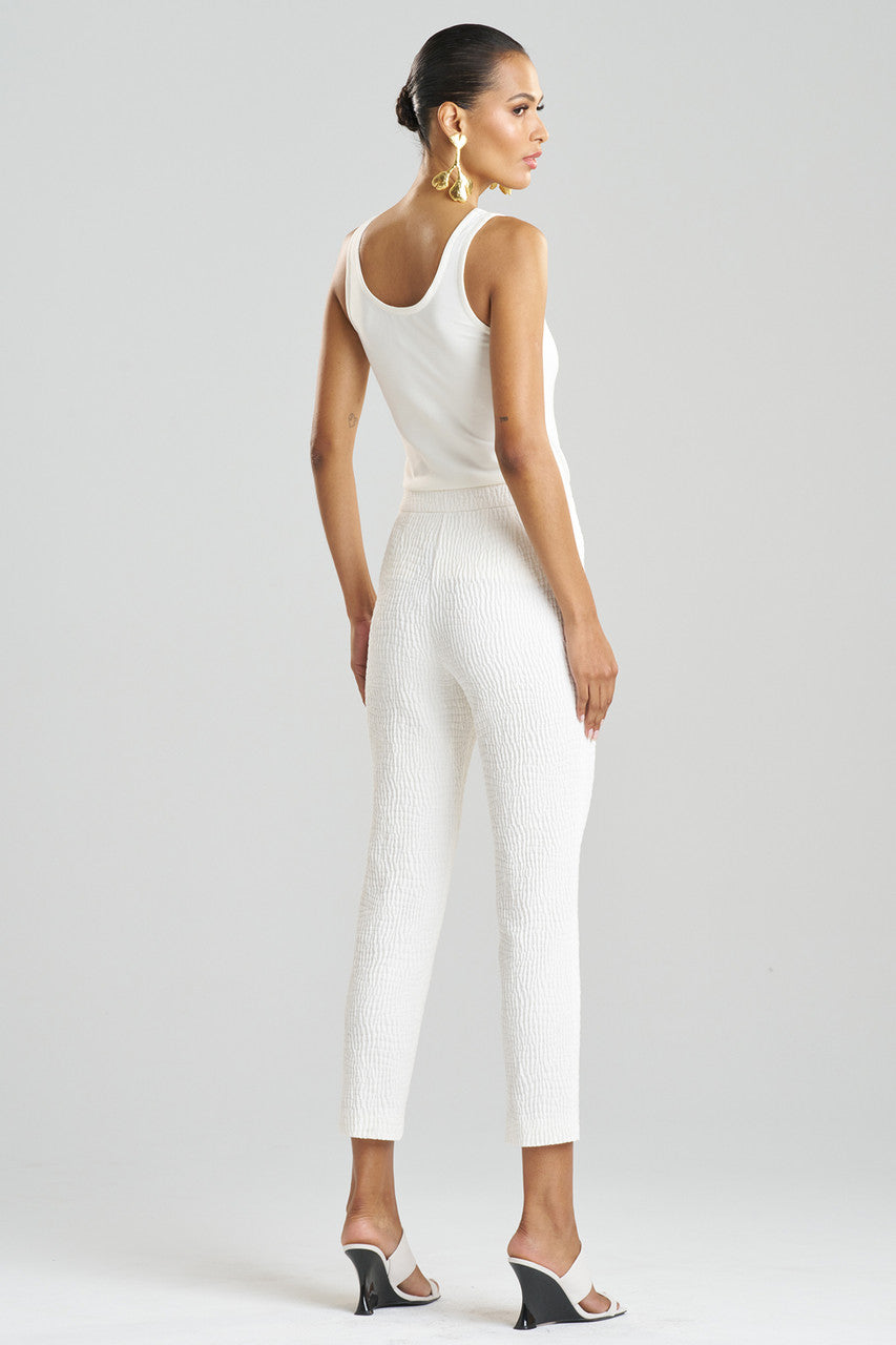 Buy Textured Cotton Jacquard Ankle Pants in White Online White