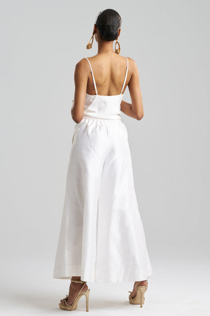 Buy Couture Silk Dupioni Palazzo Pants in White Online White
