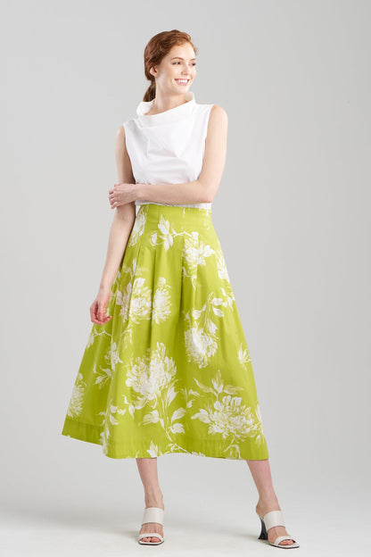 Miyako Printed Cotton Poplin Maxi Skirt Chartreuse