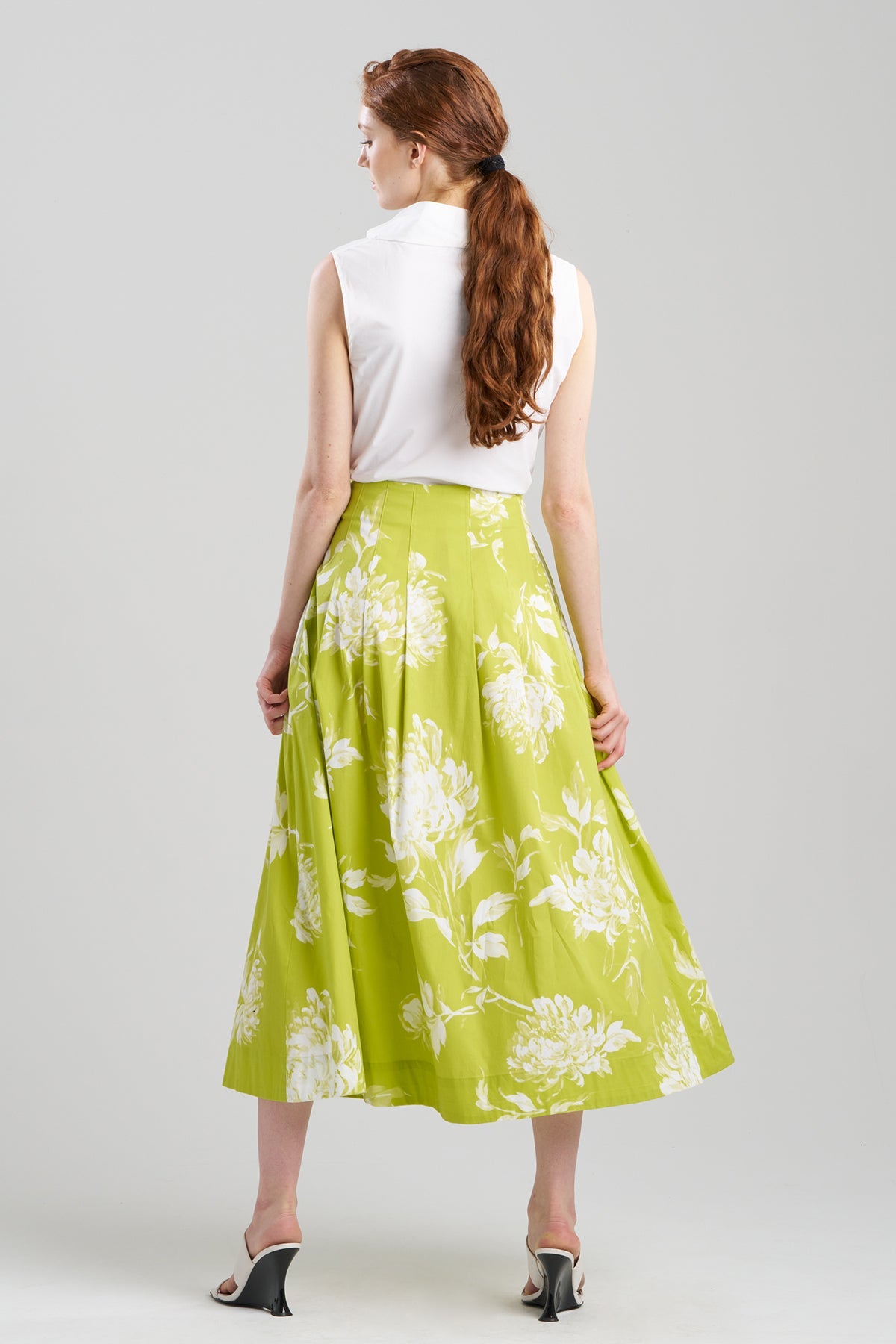 Miyako Printed Cotton Poplin Maxi Skirt Chartreuse