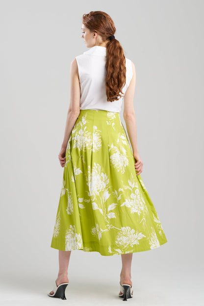 Miyako Printed Cotton Poplin Maxi Skirt Chartreuse