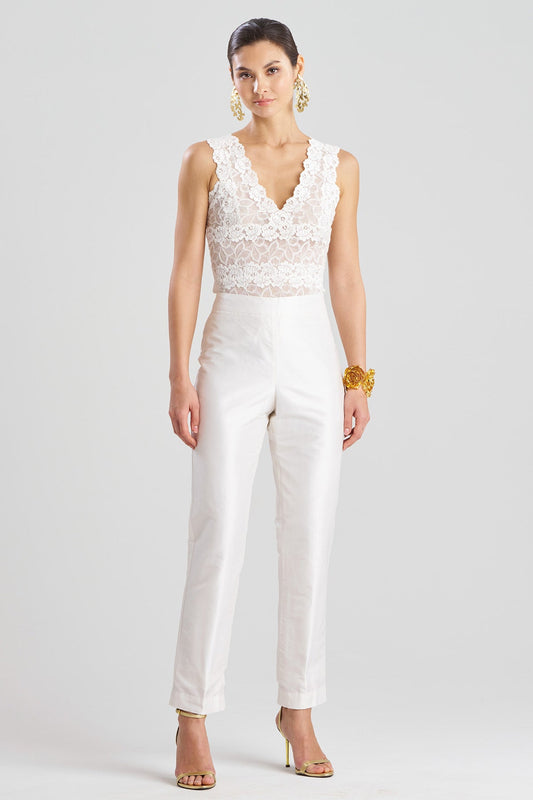 Couture Silk Dupioni Slim Pants White