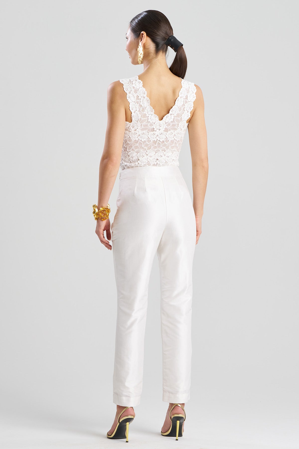 Couture Silk Dupioni Slim Pants White