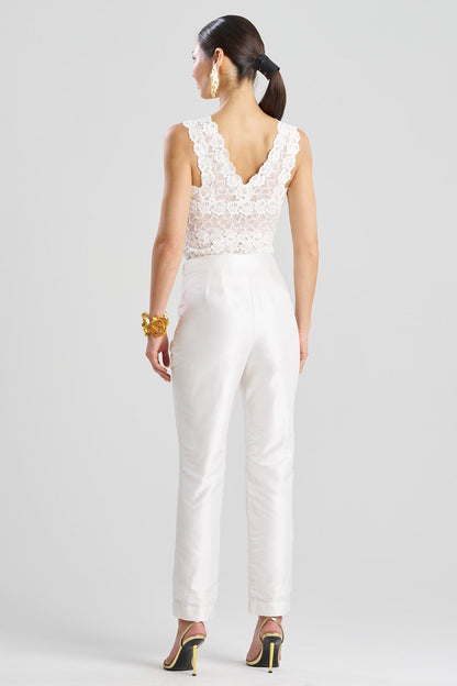 Couture Silk Dupioni Slim Pants White