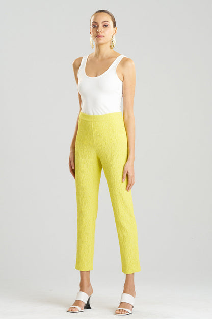 Buy Stretch Texture Jacquard Ankle Pants in Limoncello Online Limoncello