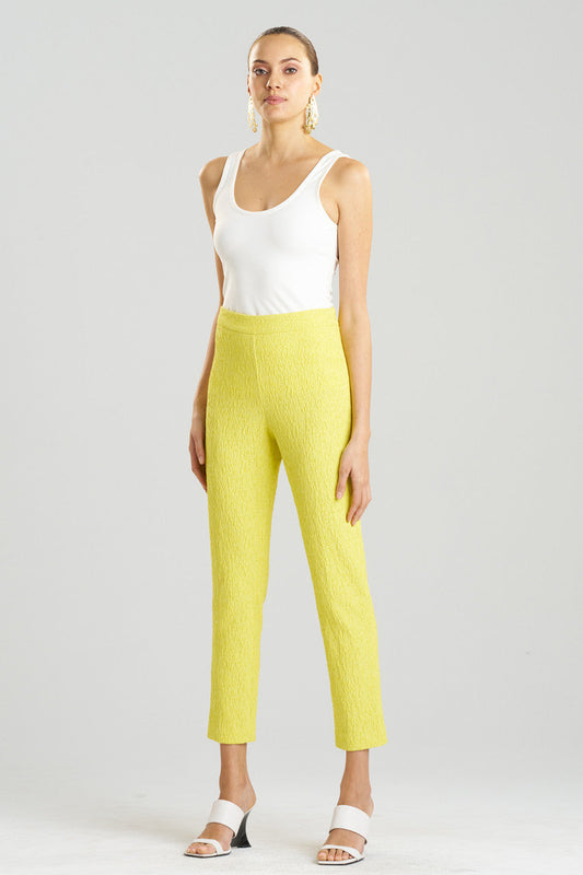 Buy Stretch Texture Jacquard Ankle Pants in Limoncello Online Limoncello