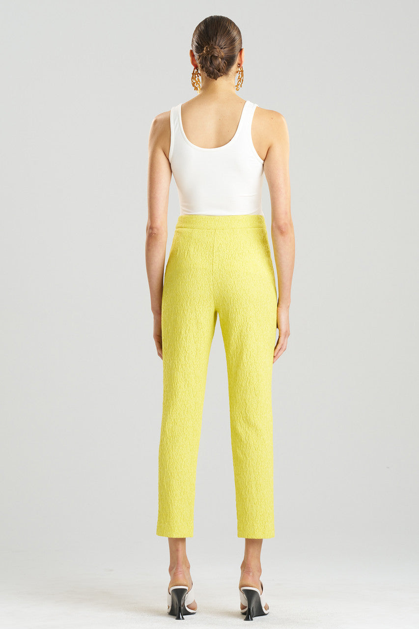 Buy Stretch Texture Jacquard Ankle Pants in Limoncello Online Limoncello