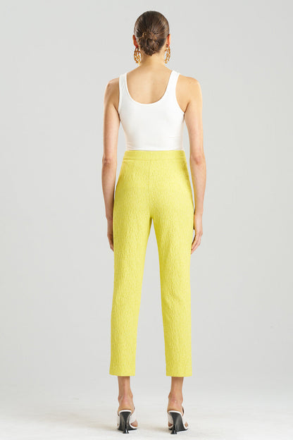 Buy Stretch Texture Jacquard Ankle Pants in Limoncello Online Limoncello