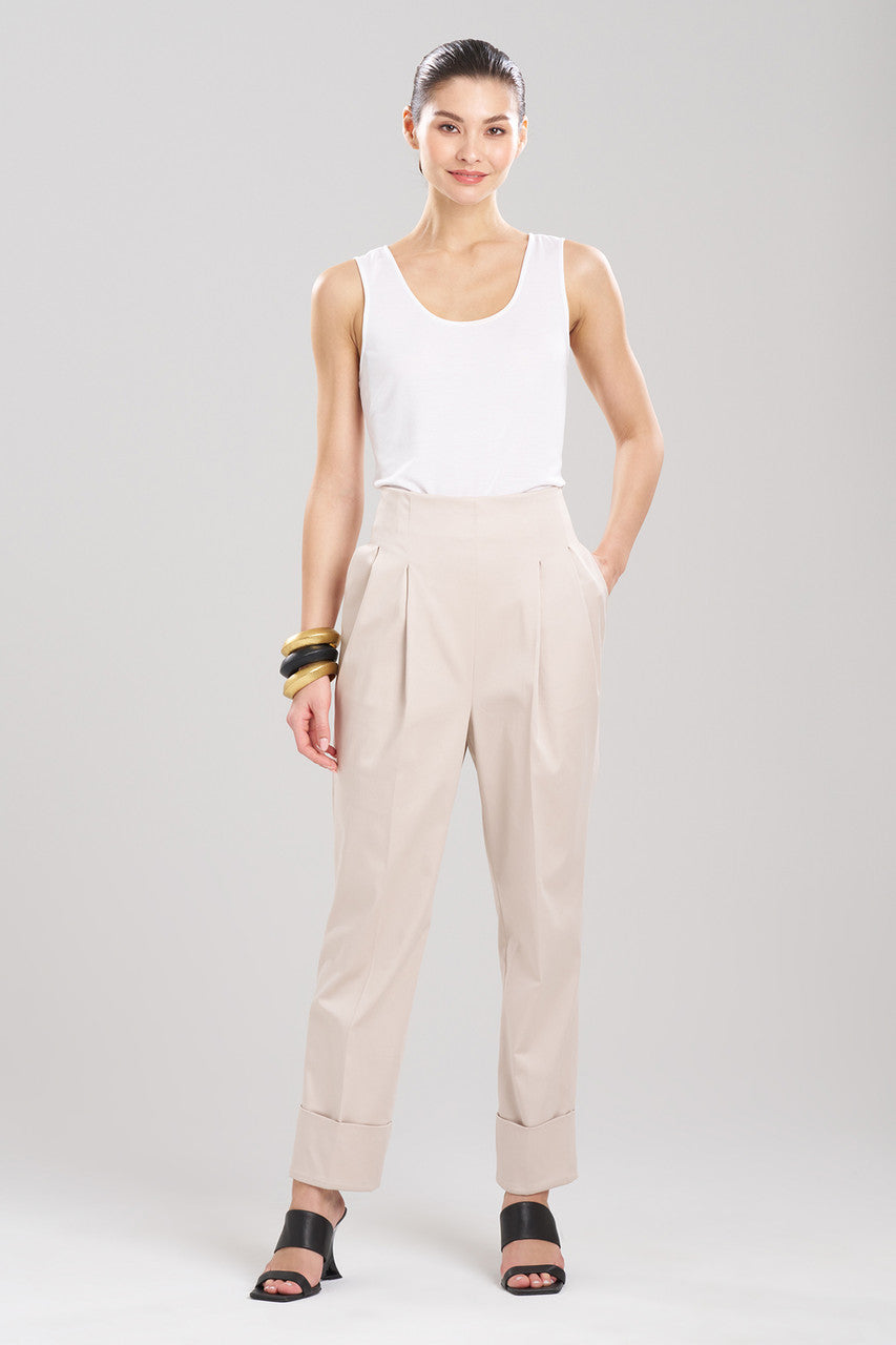Buy Cotton Chino High Waisted Pleated Pants in Sand Taupe Online Sand Taupe
