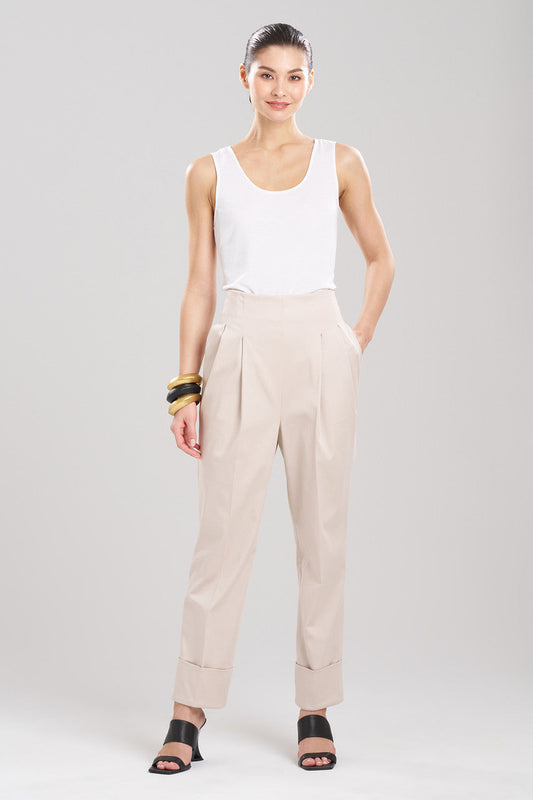 Buy Cotton Chino High Waisted Pleated Pants in Sand Taupe Online Sand Taupe