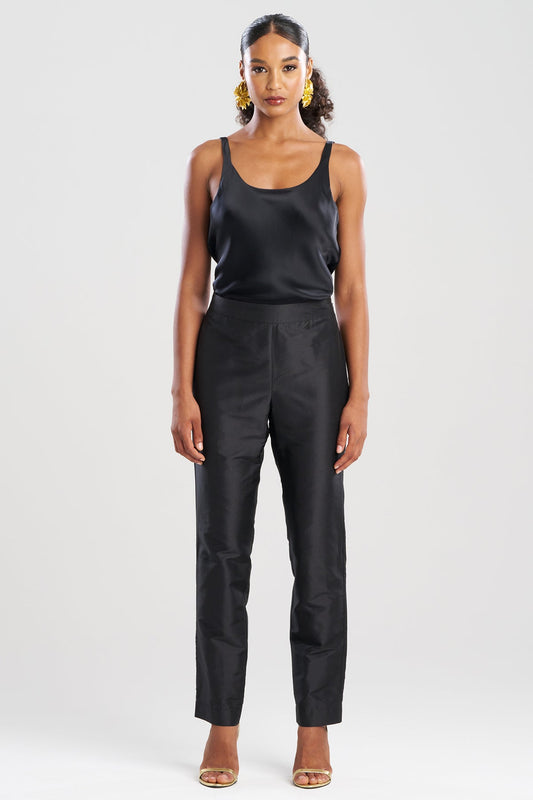 Buy Couture Silk Dupioni Embroidered Slim Pants in Black Online Black
