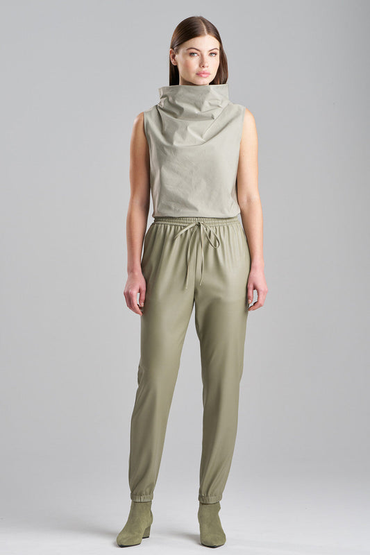 Buy Vegan Luxe Lambskin Jogger Pants in Light Sage Online Light Sage