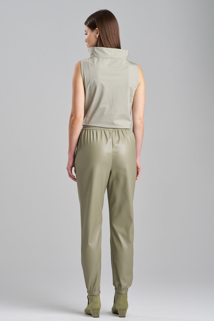 Buy Vegan Luxe Lambskin Jogger Pants in Light Sage Online Light Sage