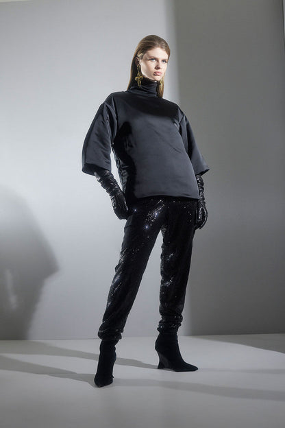Buy Sequins Cargo Joggers in Black Online Black