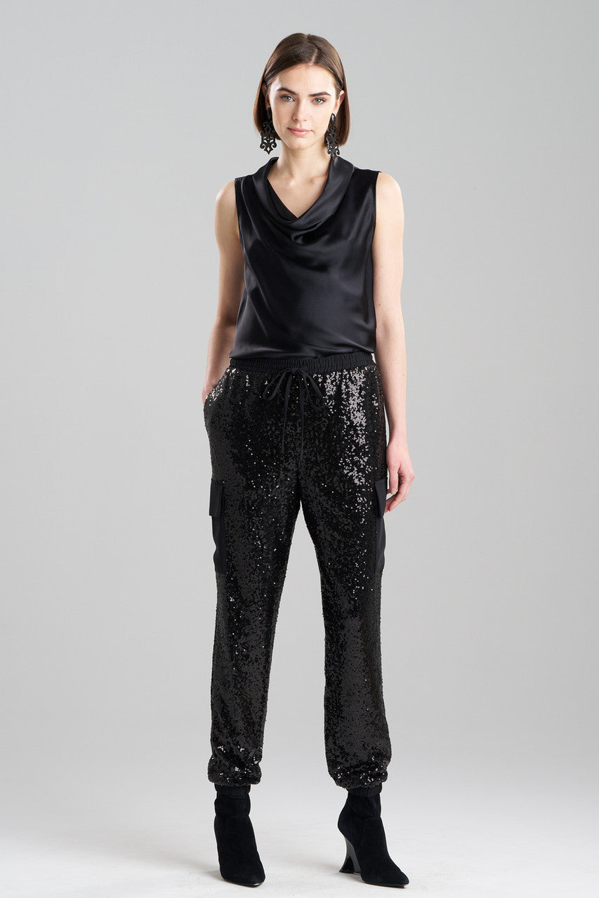 Buy Sequins Cargo Joggers in Black Online Black