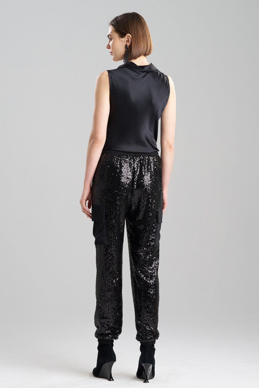 Buy Sequins Cargo Joggers in Black Online Black