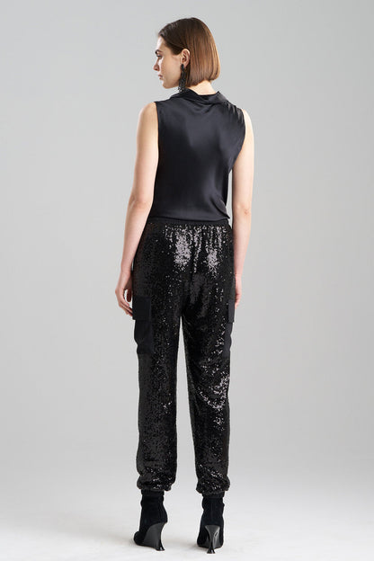 Buy Sequins Cargo Joggers in Black Online Black