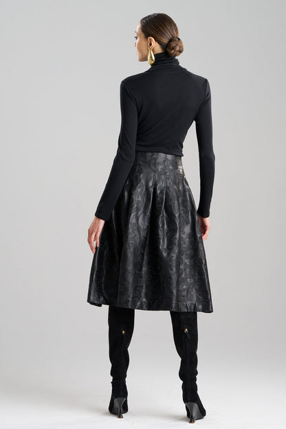 Buy Leticia Embroidered Faux Leather Skirt in Black Online Black