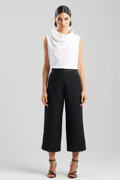 Buy Geo Texture Jacquard Wide Leg Cropped Pants online Black